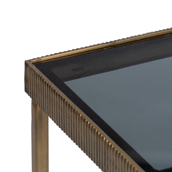 S/2 consola oro-negro hierro-cristal 107 x 26 x 79 cm