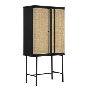 Armario en roble oscuro y ratan (90x47x170) Armario en roble oscuro y ratan (90x47x170)