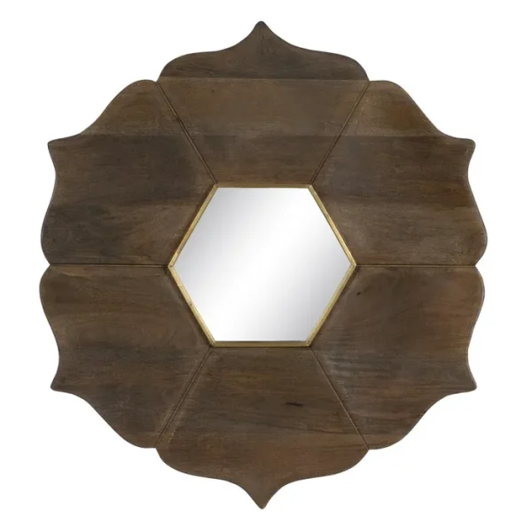 Espejo marrón madera de mango decoración 90 x 3 x 90 cm