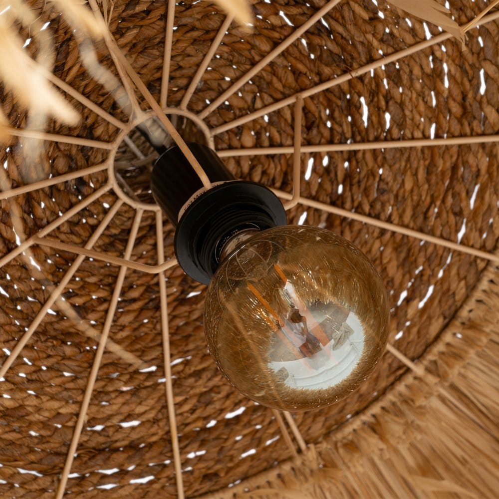 Lámpara Techo Fibra Natural Iluminación 80 X 80 X 45 Cm Lámpara Techo Fibra Natural Iluminación 80 X 80 X 45 Cm