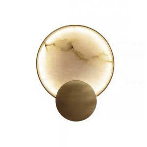 Aplique LED de pared redondo mármol y metal dorado Aplique LED de pared redondo mármol y metal dorado