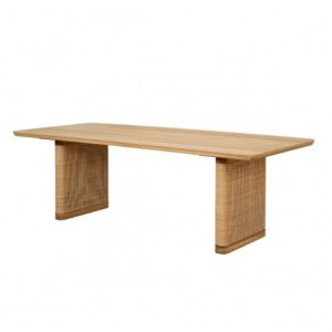 Mesa de comedor rectangular pata ratán natural Mesa de comedor rectangular pata ratán natural