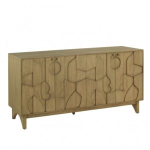 Aparador de madera natural 4 puertas con relieve Aparador de madera natural 4 puertas con relieve