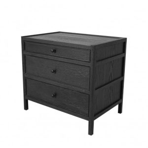 Cómoda de madera acbado roble negra con 3 cajones Cómoda de madera acbado roble negra con 3 cajones