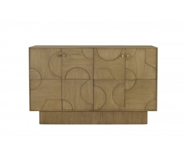 Aparador madera natural puertas relieves base madera