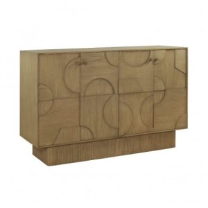 Aparador madera natural puertas relieves base madera Aparador madera natural puertas relieves base madera