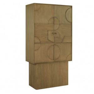 Armario madera natural dos puertas relieves geométricos Armario madera natural dos puertas relieves geométricos