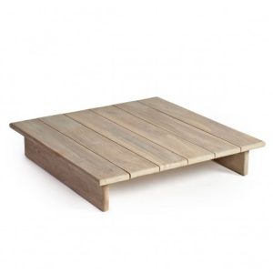 Mesa de centro cuadrada de teca patas laterales