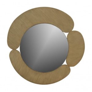 Espejo redondo con marco asimétrico de madera Espejo redondo con marco asimétrico de madera