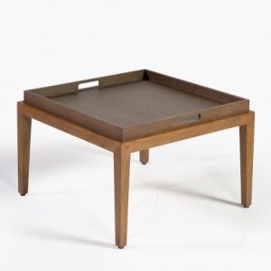 Mesa de centro cuadrada roble natural con bandeja