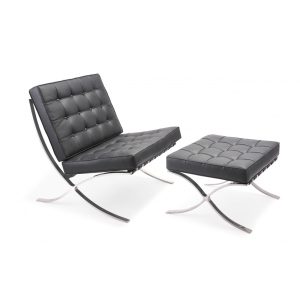 Silla de piel negra, y acero inoxidable Silla de piel negra, y acero inoxidable