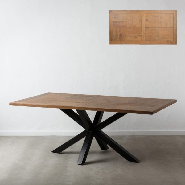 Mesa comedor natural-negro madera 200 x 100 x 78 cm