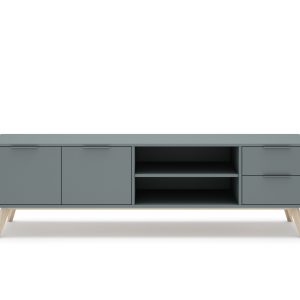 MUEBLE TV 180 CM CON 1 PUERTA, 1 HUECO, 2 CAJONES Y 2 HUECOS