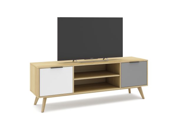 Mueble tv elfa 2p2h roble/gris claro/blanco