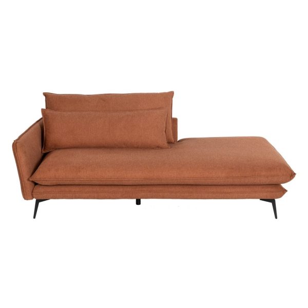 Sofá chaise longue marrón tejido-metal 210 x 100 x 90 cm