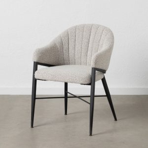 Silla Brazos Gris Tejido-Metal Salón 56 X 61 X 82 Cm Silla Brazos Gris Tejido-Metal Salón 56 X 61 X 82 Cm