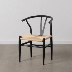 Silla Negro-Natural Metal Salón 54 X 53 X 75 Cm Silla Negro-Natural Metal Salón 54 X 53 X 75 Cm