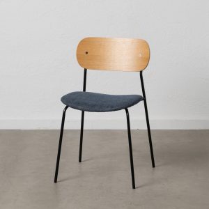 Silla Natural-Azul Tejido-Metal Salón 49 X 53 X 80 Cm Silla Natural-Azul Tejido-Metal Salón 49 X 53 X 80 Cm