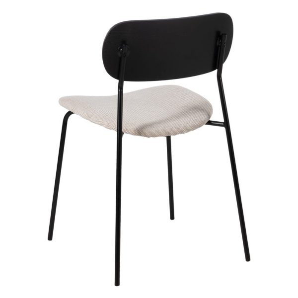 Silla negro-blanco tejido-metal salón 49 x 53 x 80 cm