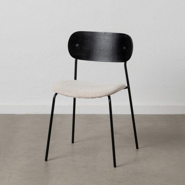 Silla negro-blanco tejido-metal salón 49 x 53 x 80 cm