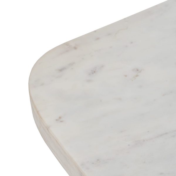 Mesa centro blanco mármol/madera salón 105 x 60 x 30 cm