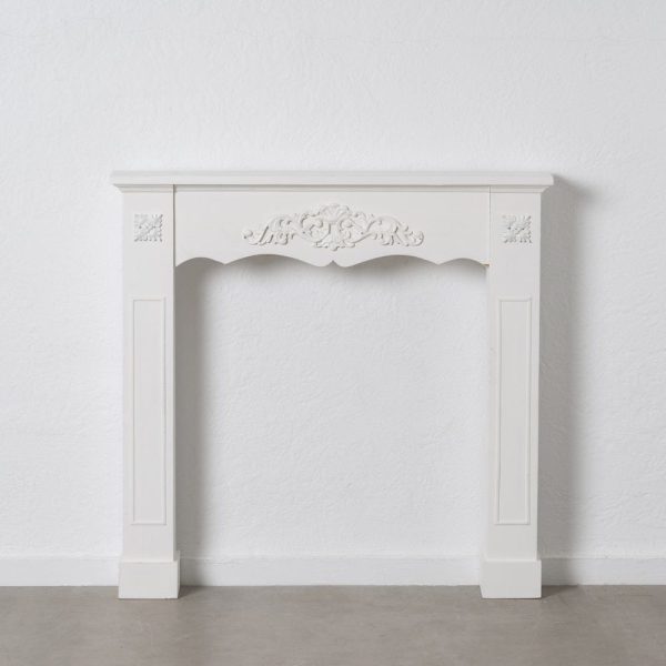 Chimenea blanco rozado madera decoración 105 x 17 x 103 cm
