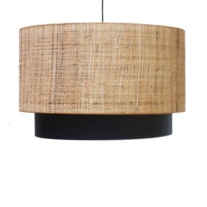 Lámpara doble cilinder rafia-3 y azul marino