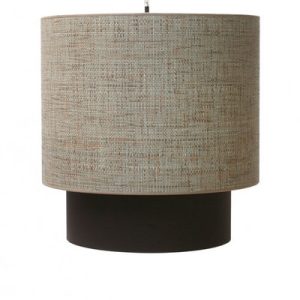 Lámpara doble cilinder-xl rafia gris y loneta negr