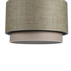 Lámpara doble cilinder rafia gris y lino oscuro