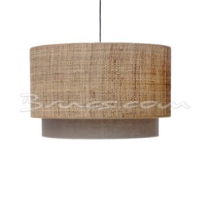 Lámpara doble cilinder rafia 3 y lino oscuro
