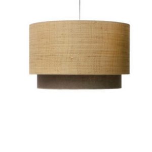 Lámpara doble cilinder rafia-2 y lino oscuro