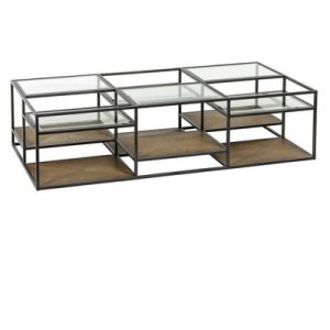 Mesa centro mosanto roble, hierro y cristal Mesa centro mosanto roble, hierro y cristal