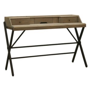 Escritorio palma roble natural c/patas hierro