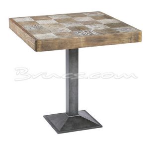 Mesa comedor check olmo blanco-natural y hierro Mesa comedor check olmo blanco-natural y hierro