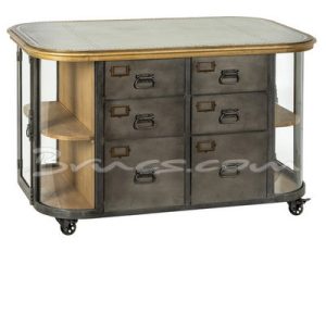 Mostrador linz hierro galvanizado y roble