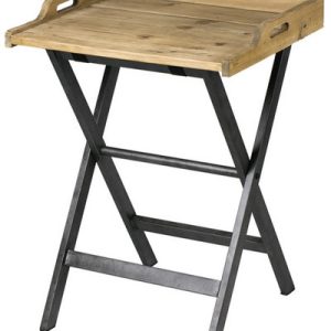 Bandeja con pie plegable vaux pino antiguo y hierr Bandeja con pie plegable vaux pino antiguo y hierr