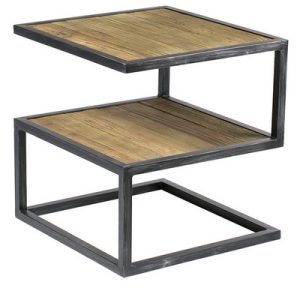 Mesa auxiliar strand 2 estantes roble y hierro Mesa auxiliar strand 2 estantes roble y hierro