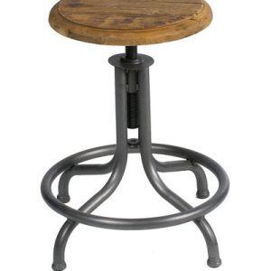 Taburete otto grande regulable  pino y hierro