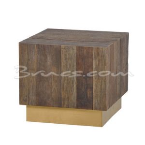 Mesa auxiliar cube olmo y latón Mesa auxiliar cube olmo y latón