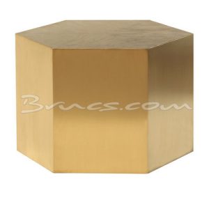 Mesa auxiliar hexagonal ross pq. roble y latón Mesa auxiliar hexagonal ross pq. roble y latón