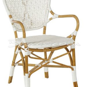 Silla con brazos habana rattan nat. y sint blanco Silla con brazos habana rattan nat. y sint blanco
