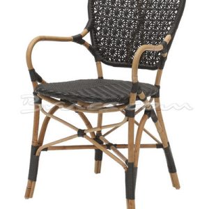 Silla con brazos habana rattan nat. y sint negro Silla con brazos habana rattan nat. y sint negro