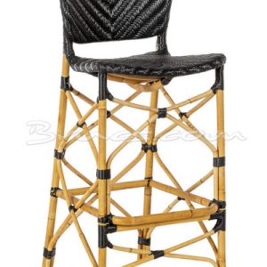 Taburete pedro rattan y tejido sintético negro