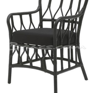 Silla con brazos luzon rattan negro c/ cojín negro Silla con brazos luzon rattan negro c/ cojín negro