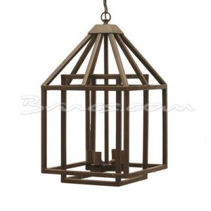 Lámpara jaula cuadrada hierro