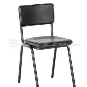 Silla escuela hierro negro piel negra mate Silla escuela hierro negro piel negra mate