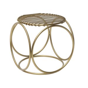 Taburete cubo hierro dorado rejilla Taburete cubo hierro dorado rejilla