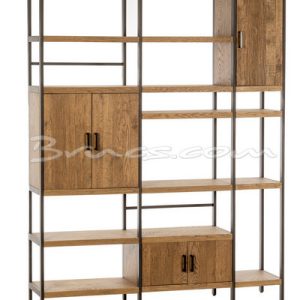 Estantería agios con puertas de roble y hierro neg Estantería agios con puertas de roble y hierro neg