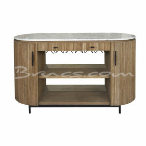 Mostrador limeni roble, hierro y piedra blanca