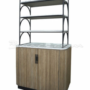 Mostrador melisa roble, hierro y piedra blanca Mostrador melisa roble, hierro y piedra blanca